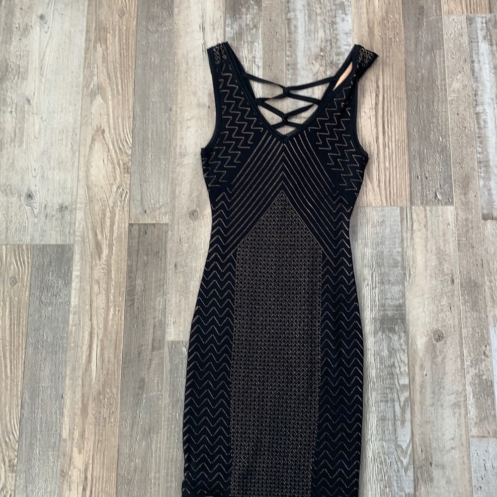Guess Black Strappy Back Bodycon Dress
